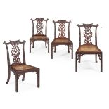 SET OF FOUR CHINESE EXPORT PADOUK 'CHIPPENDALE' SIDE CHAIRS 19TH CENTURY