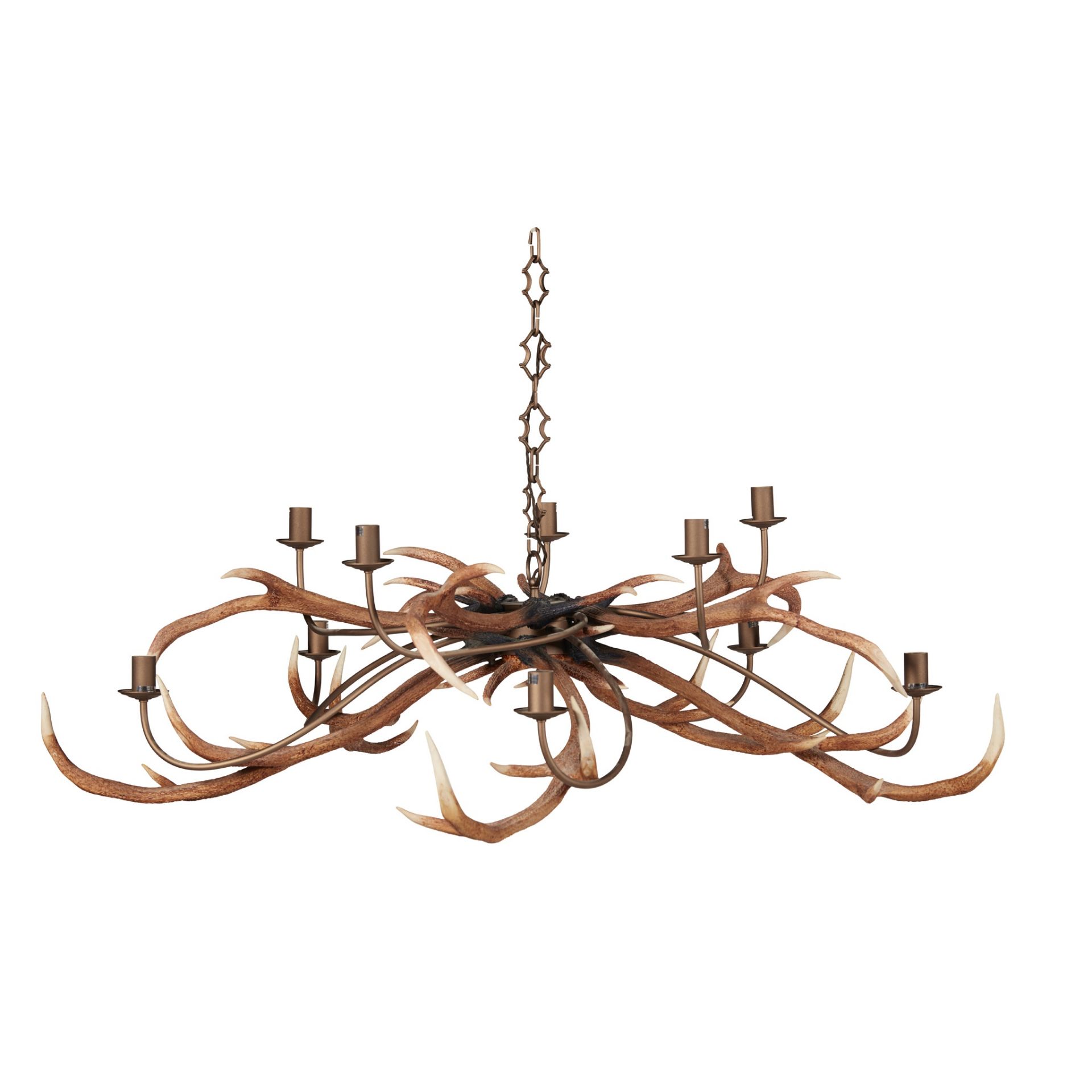 FAUX STAG ANTLER TEN LIGHT CHANDELIER MODERN