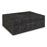 INDIAN LARGE CARVED EBONY DOCUMENT BOX 19TH CENTURY