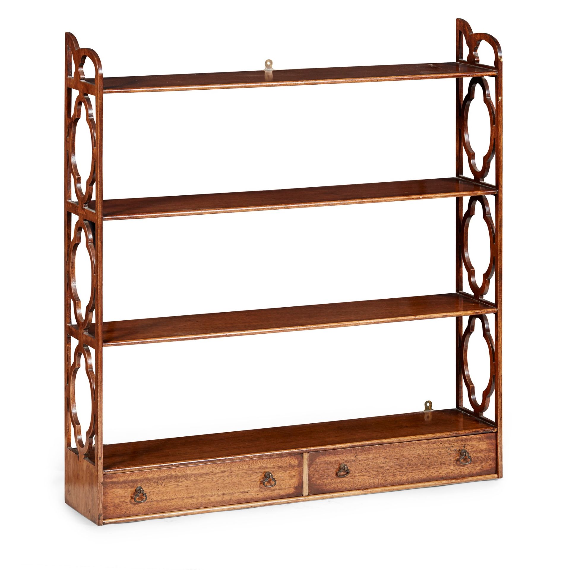 GEORGIAN STYLE MAHOGANY HANGING SHELVES EARLY 20TH CENTURY