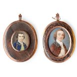 Y TWO PORTRAIT MINIATURES OF GENTLEMEN ENGLISH SCHOOL, 18TH CENTURY