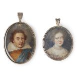 TWO PORTRAIT MINIATURES OF A GENTLEMAN AND A LADY ENGLISH SCHOOL, 17TH CENTURY