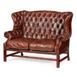 LEATHER UPHOLSTERED WINGBACK SETTEE MODERN