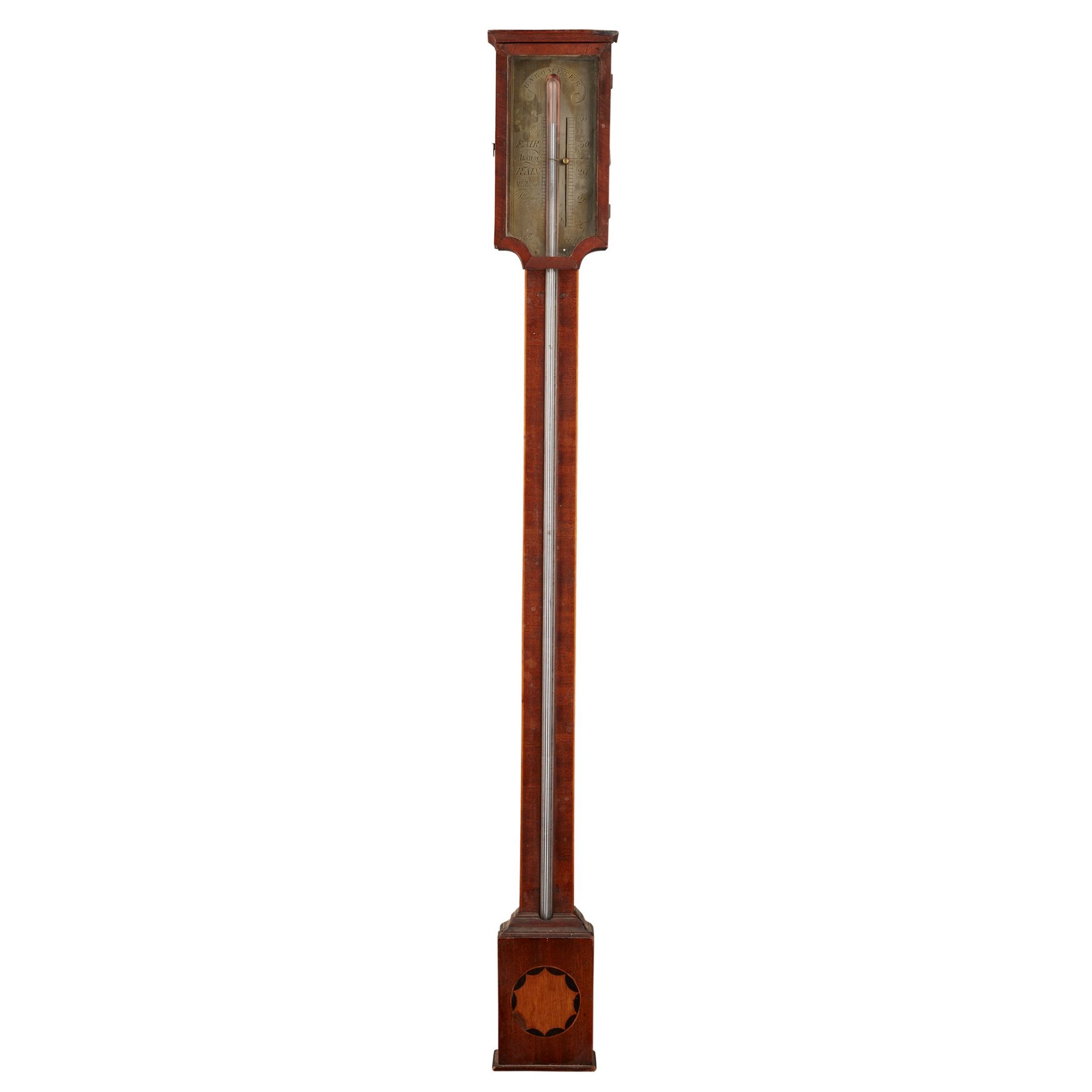 SCOTTISH GEORGE III MAHOGANY STICK BAROMETER, BY ANGELO LOVI, EDINBURGH LATE 18TH/ EARLY 19TH