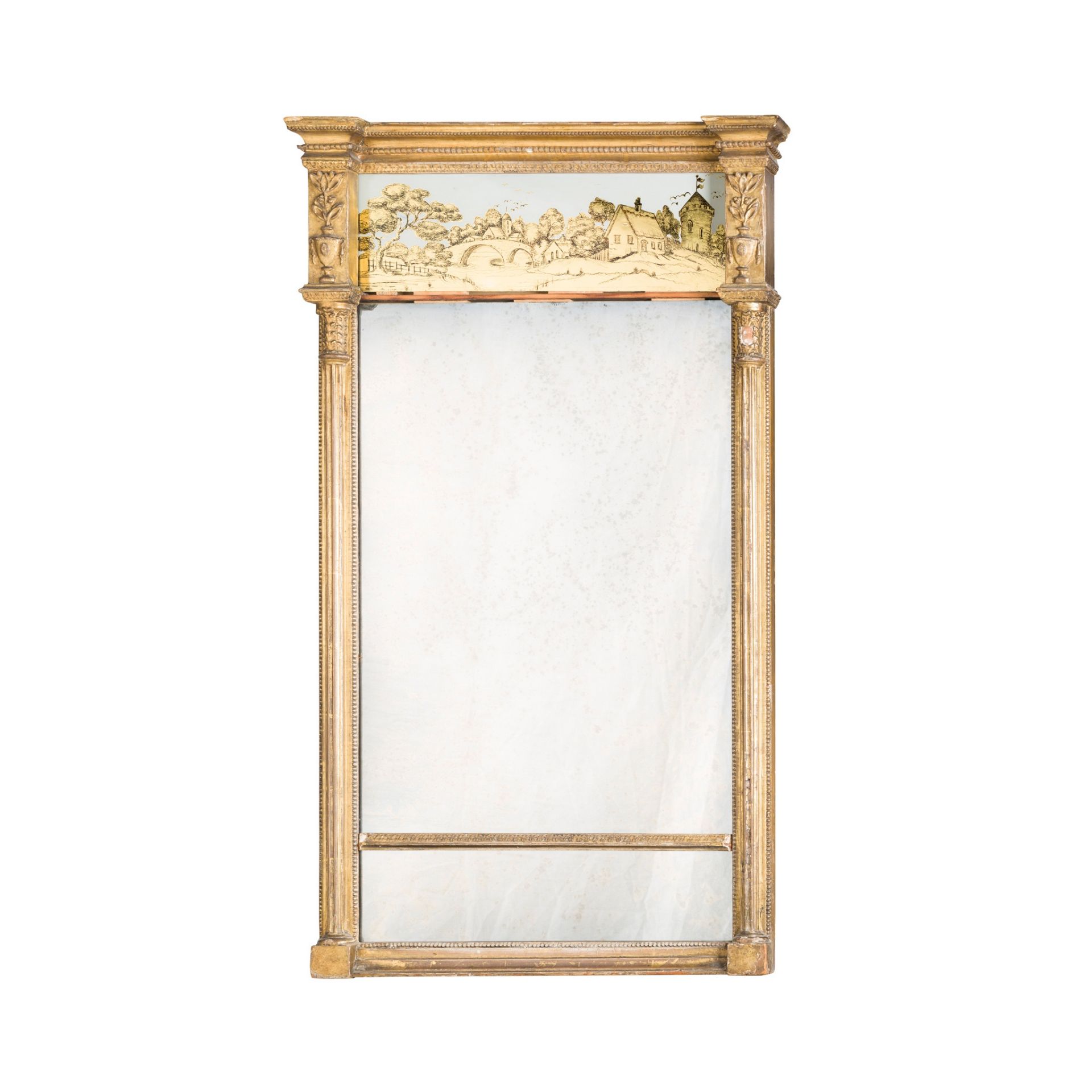 REGENCY GILTWOOD AND VERRE ÉGLOMISÉ MIRROR EARLY 19TH CENTURY