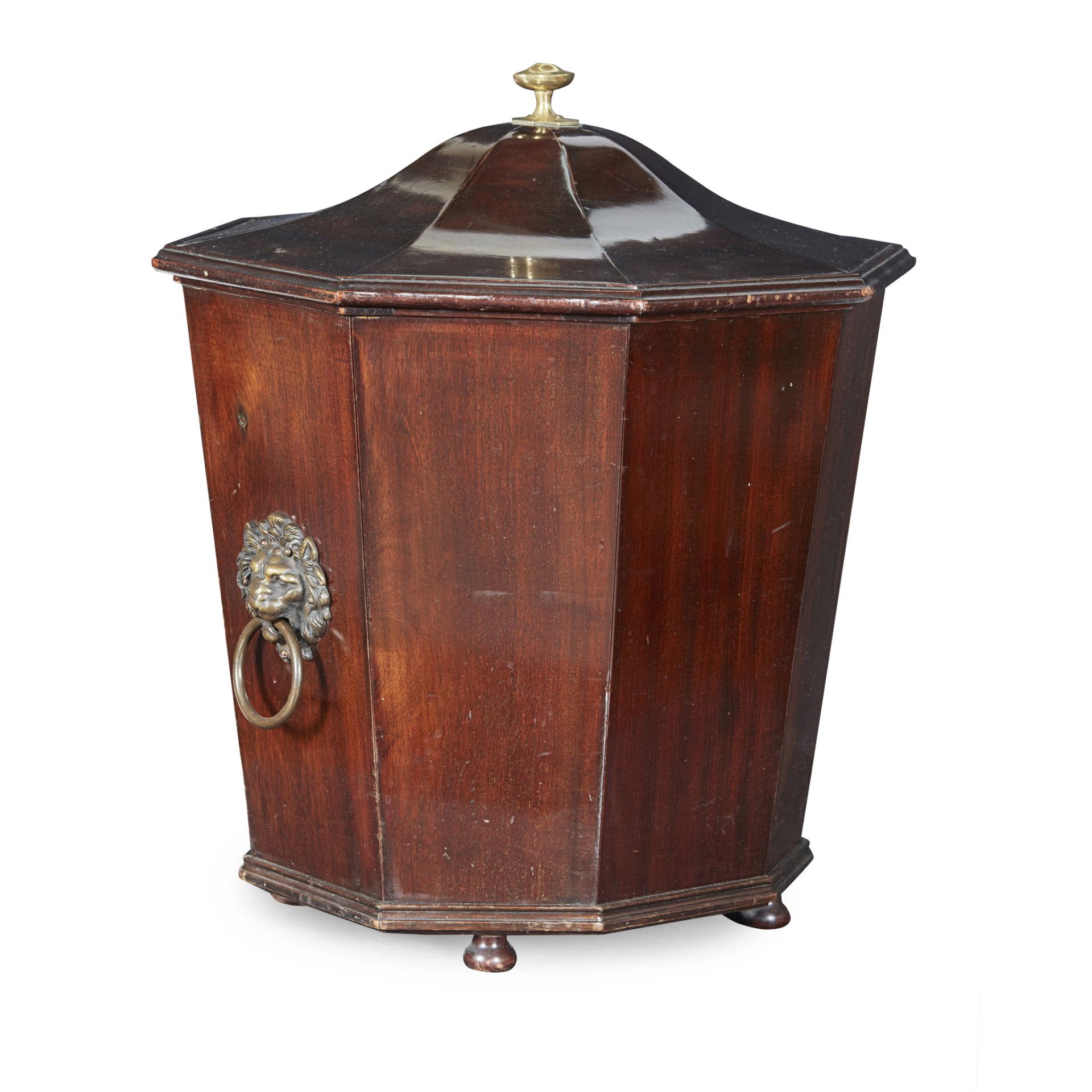 GEORGIAN STYLE MAHOGANY PEAT BUCKET AND COVER 19TH CENTURY