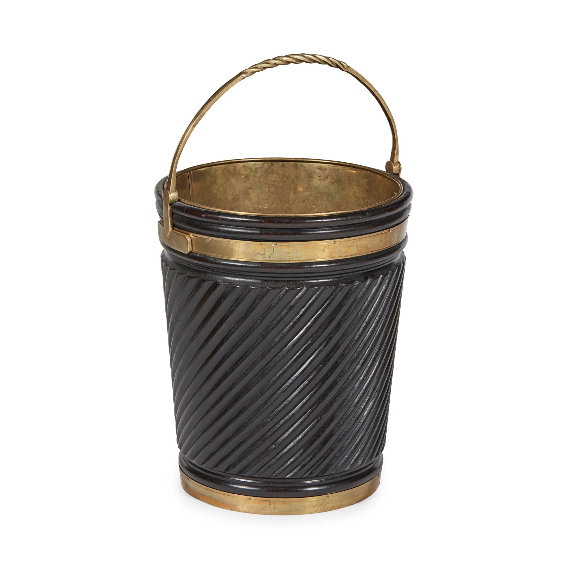 GEORGIAN STYLE MAHOGANY AND BRASS PEAT BUCKET 20TH CENTURY