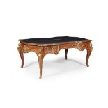 FINE LOUIS XV STYLE KINGWOOD, PARQUETRY, AND GILT BRONZE BUREAU PLAT MID 20TH CENTURY