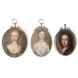 THREE PORTRAIT MINIATURES ENGLISH SCHOOL, 17TH/ EARLY 18TH CENTURY