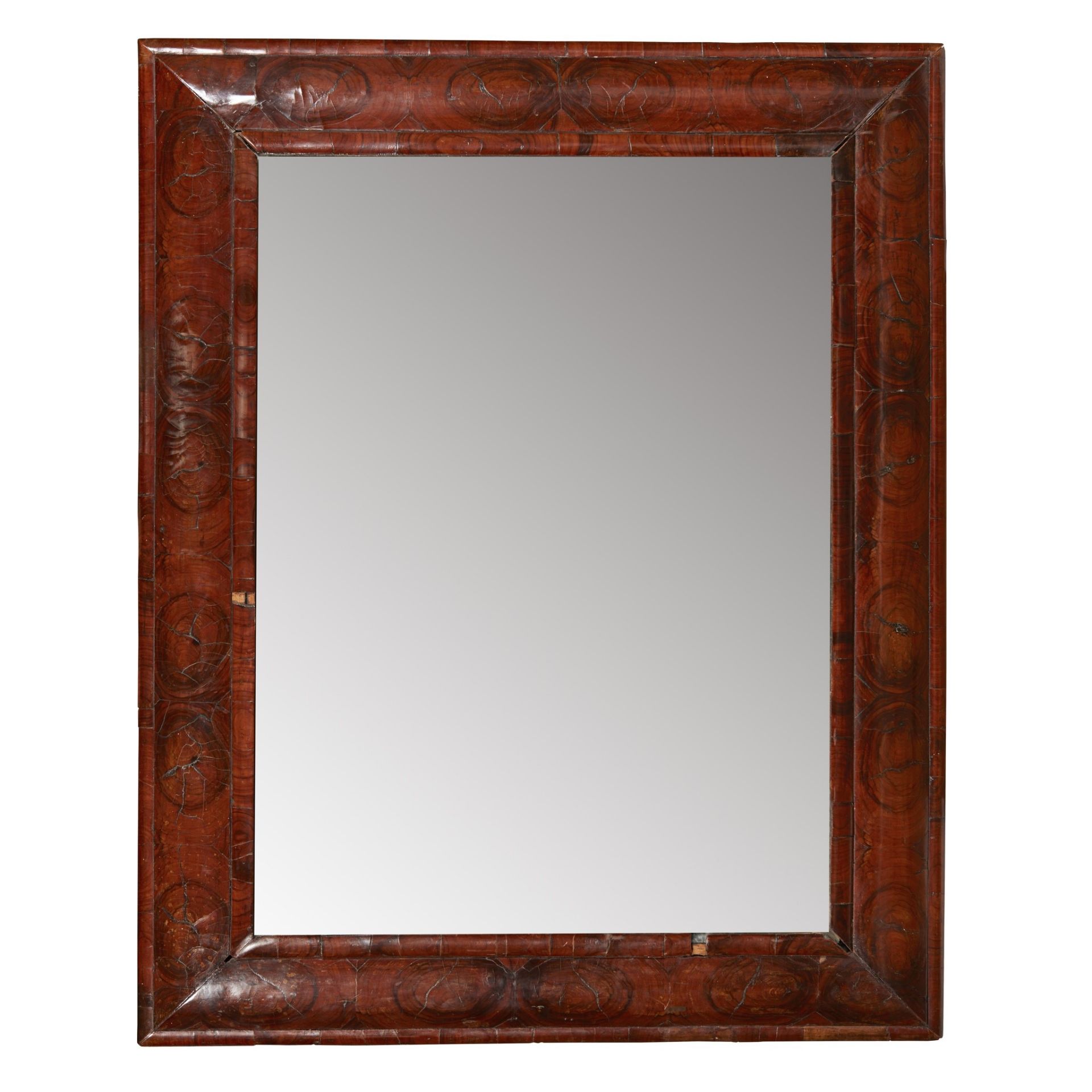 WILLIAM AND MARY WALNUT OYSTER VENEERED MIRROR LATE 17TH CENTURY