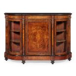 VICTORIAN WALNUT, EBONISED AND INLAY GILT METAL MOUNTED SIDE CABINET 19TH CENTURY