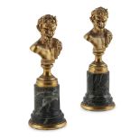 PAIR OF CONTINENTAL GILT BRONZE SATYR BUST SEAL HANDLES 20TH CENTURY