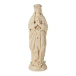 Y CARVED IVORY FIGURE OF THE VIRGIN AND THE SERPENT LATE 19TH/ EARLY 20TH CENTURY