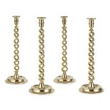 SET OF FOUR VICTORIAN LARGE BRASS CANDLESTICKS 19TH CENTURY
