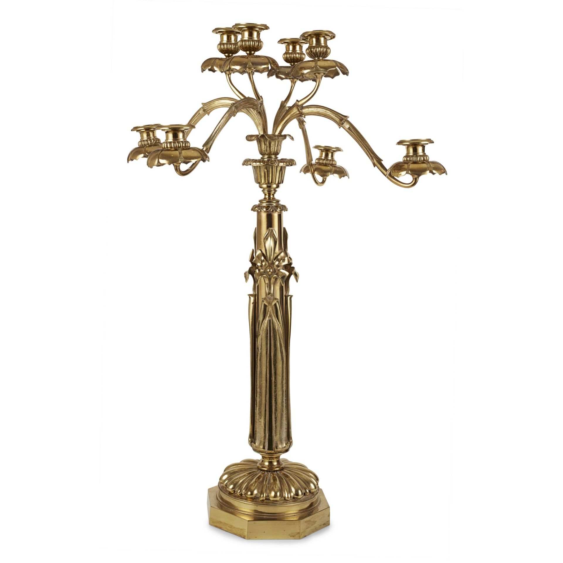 LARGE CONTINENTAL BRASS CANDELABRA 19TH CENTURY