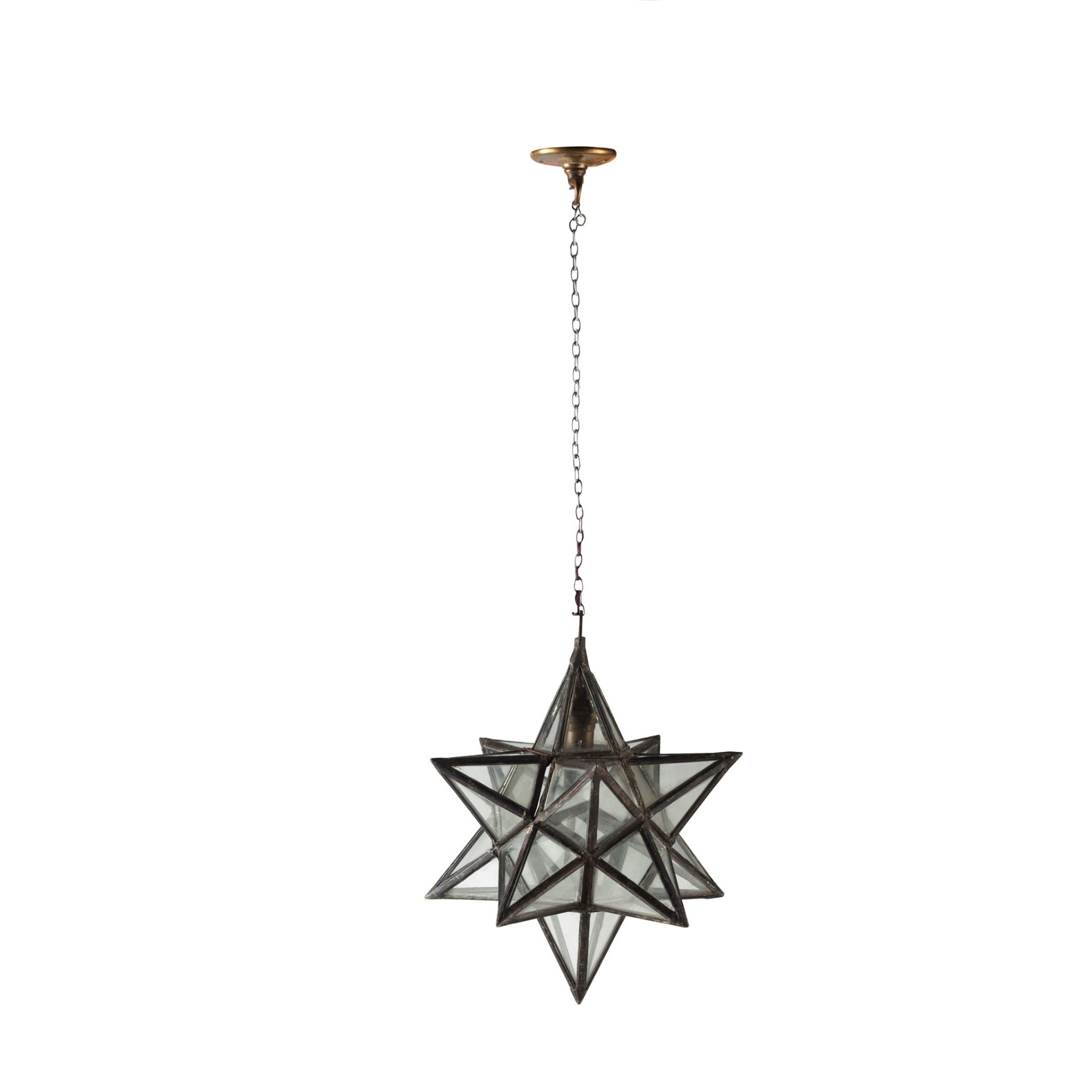 THREE STAR-SHAPED GLASS AND BRASS HANGING LIGHTS MODERN - Bild 2 aus 4