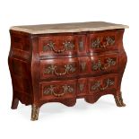 LOUIS XV STYLE KINGWOOD PARQUETRY MARBLE TOP COMMODE 20TH CENTURY