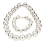 A silver bead necklace and bracelet, Tiffany & Co.