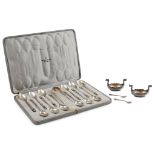 A cased set of teaspoons and sugar tongs, Georg Jensen