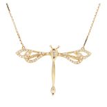 A diamond set dragonfly pendant