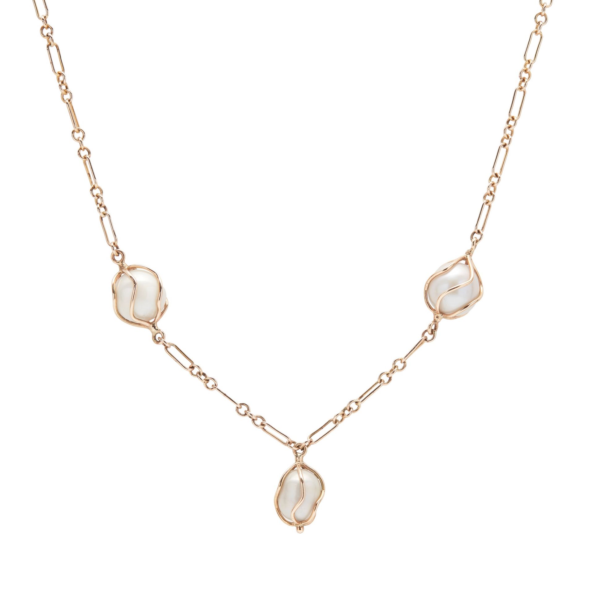 A 9ct gold Scottish pearl set necklace