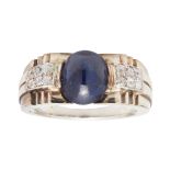 A sapphire and diamond set ring