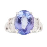 A Tanzanite and diamond set cocktail ring