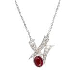 An 18ct gold ruby and diamond set pendant necklace