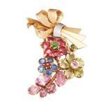 A 1940s multi-gem set spray brooch