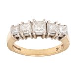 An 18ct gold five stone diamond ring