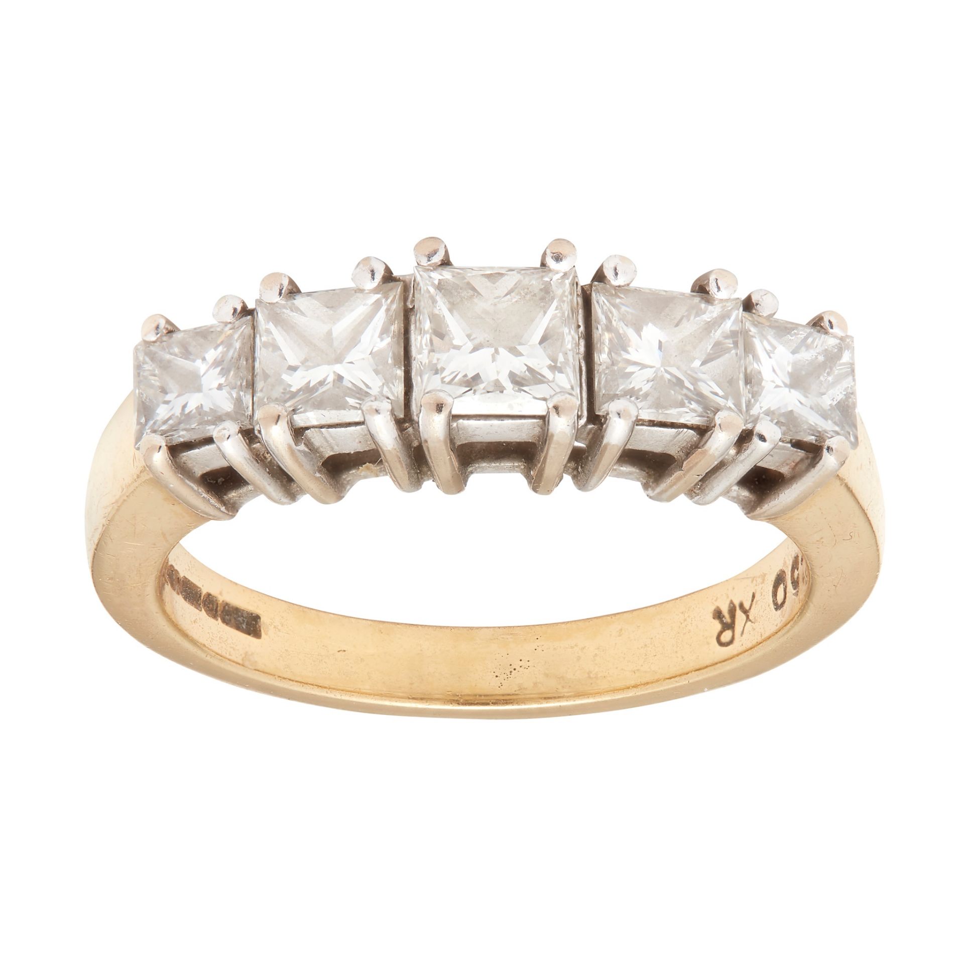 An 18ct gold five stone diamond ring