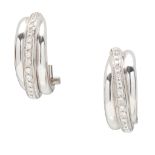 A pair of 18ct white gold and diamond set earrings