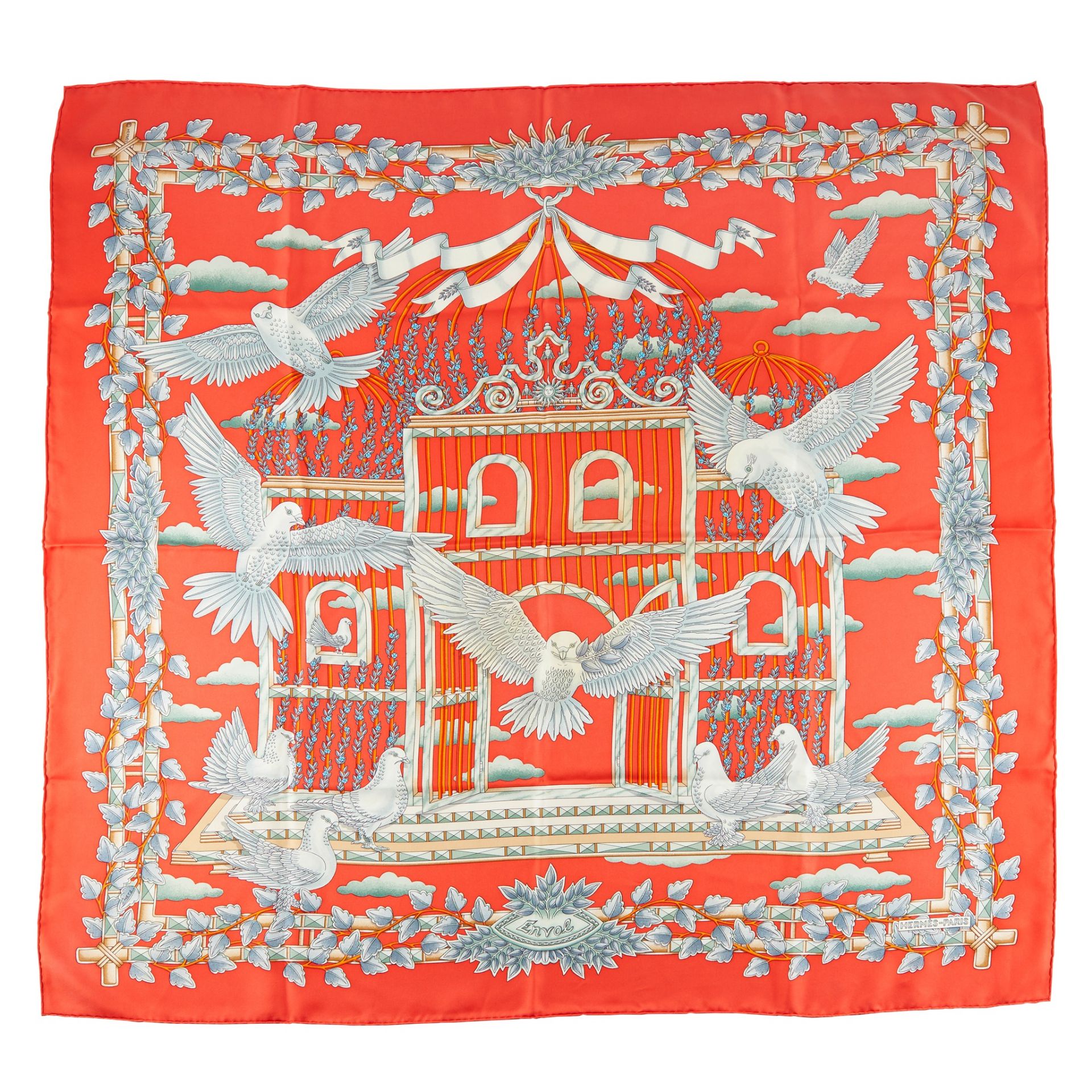 A patterned silk scarf, HermŠs