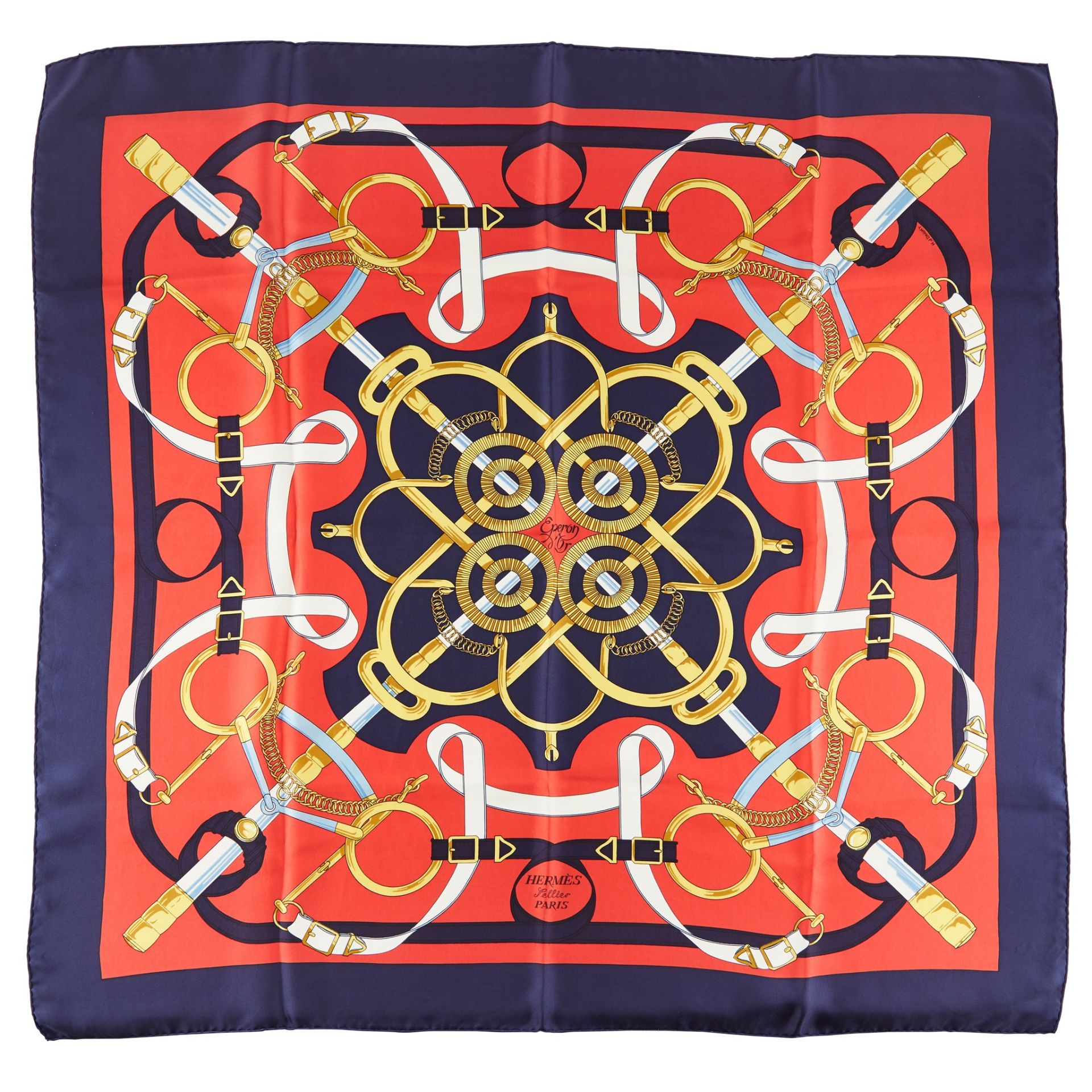 A patterned silk scarf, HermŠs