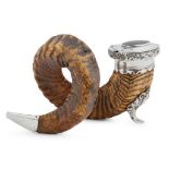 A large Victorian ram's horn table snuff mull