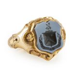 An 18ct gold and sardonyx seal ring