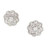 A pair of diamond set cluster earrings