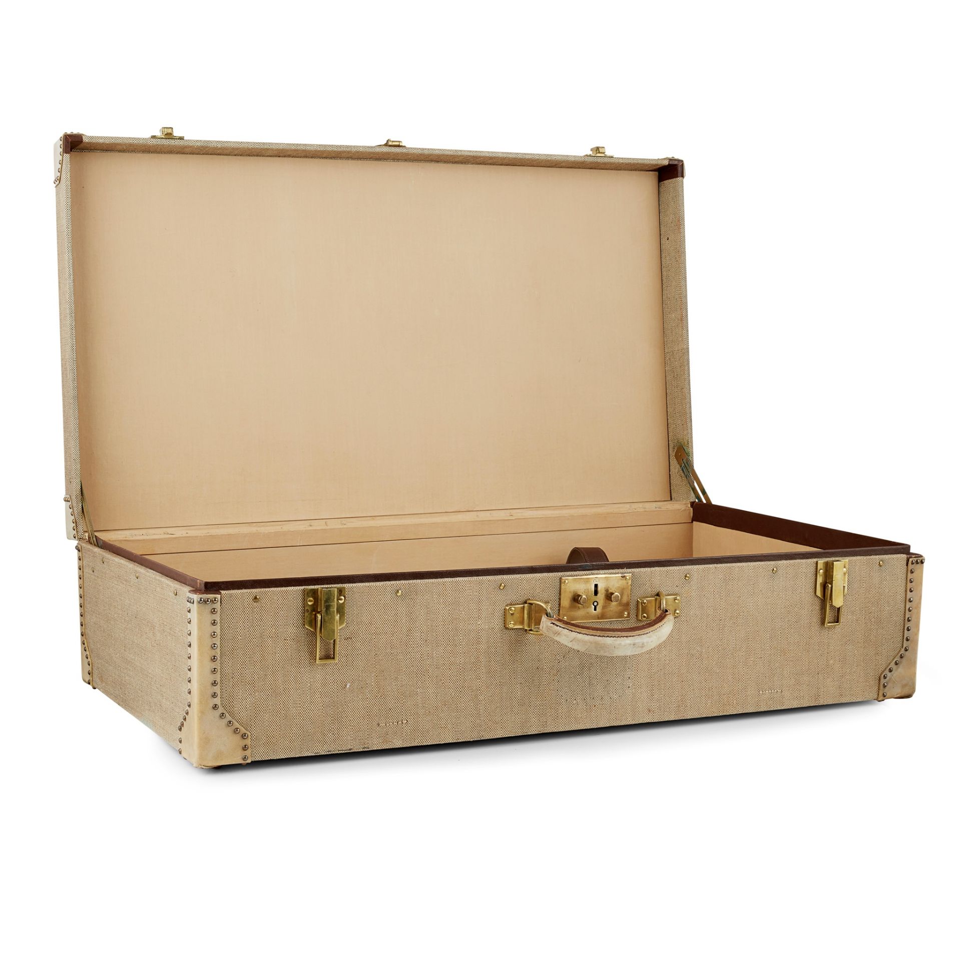 A vellum, leather and canvas suitcase, HermŠs - Bild 2 aus 3