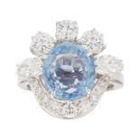 A sapphire and diamond set cocktail ring