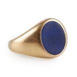 A 9ct gold and lapis lazuli signet ring