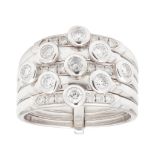 A white gold and diamond set stacking ring