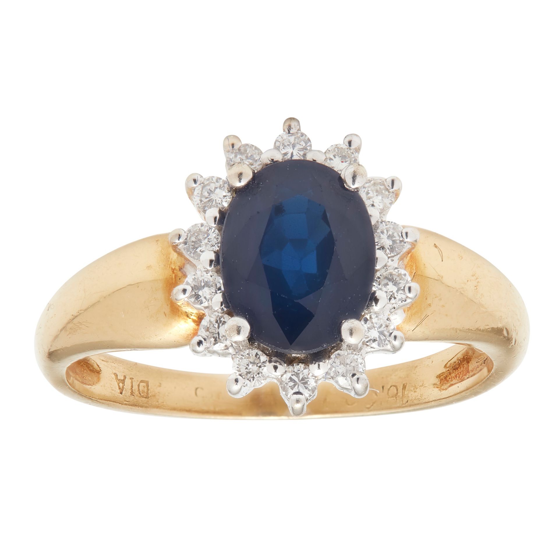 A sapphire and diamond set cluster ring