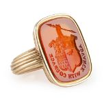 An early 19th century gentleman's armorial cornelian ring