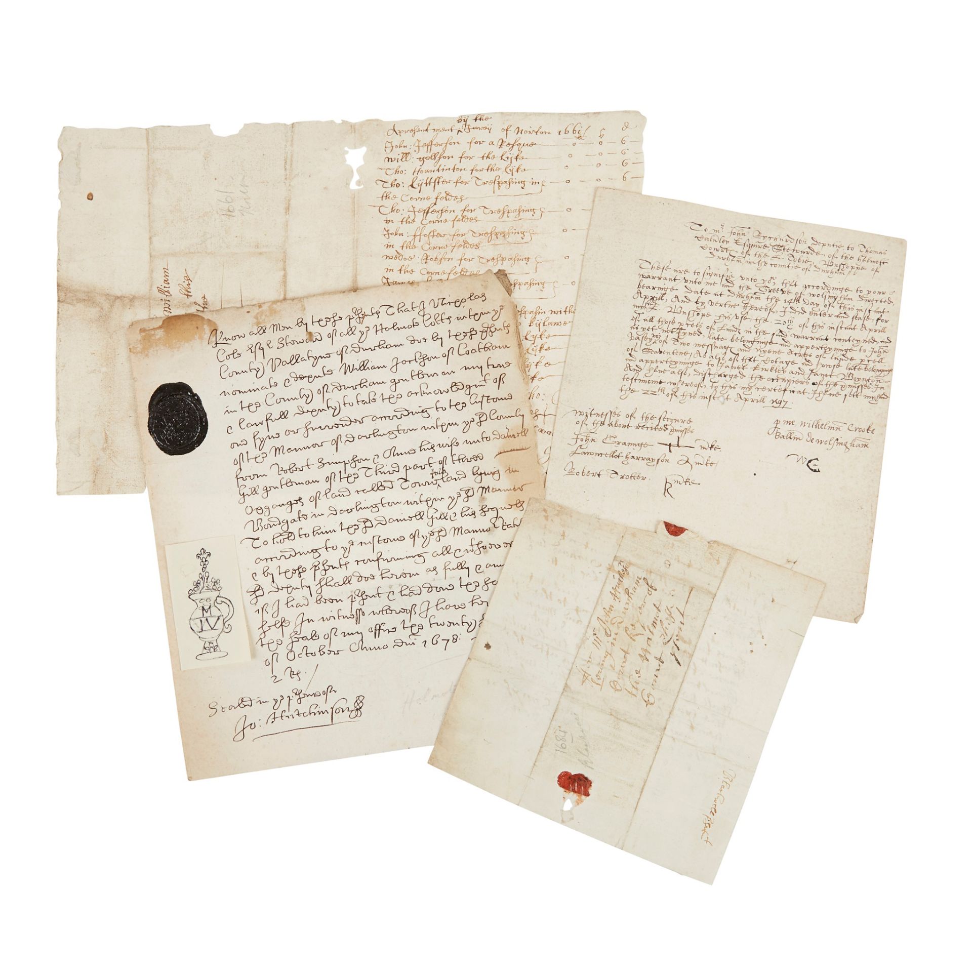 Bishop of Durham, Halmote Court Documents 21 historic documents, comprising