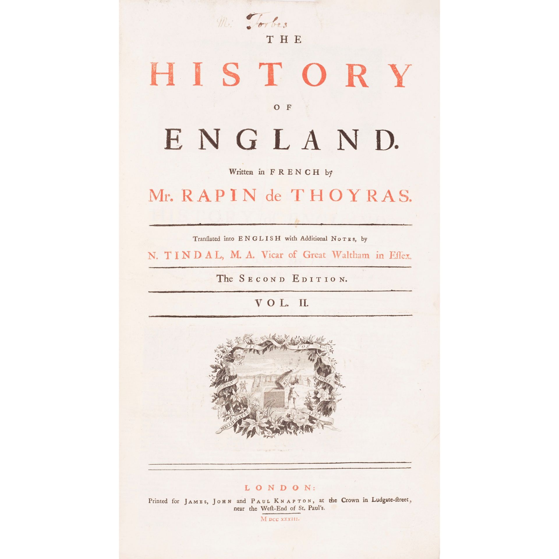 Rapin de Thoyras, Paul The History of England