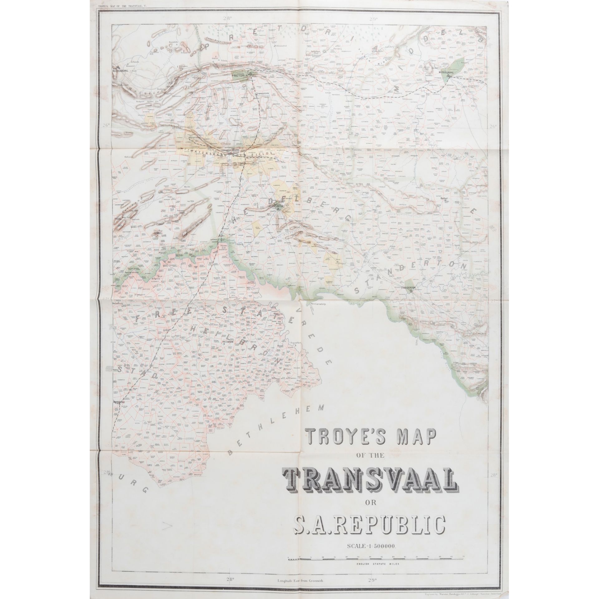 Fehr & Du Bois, publishers Troye's Map of the Transvaal