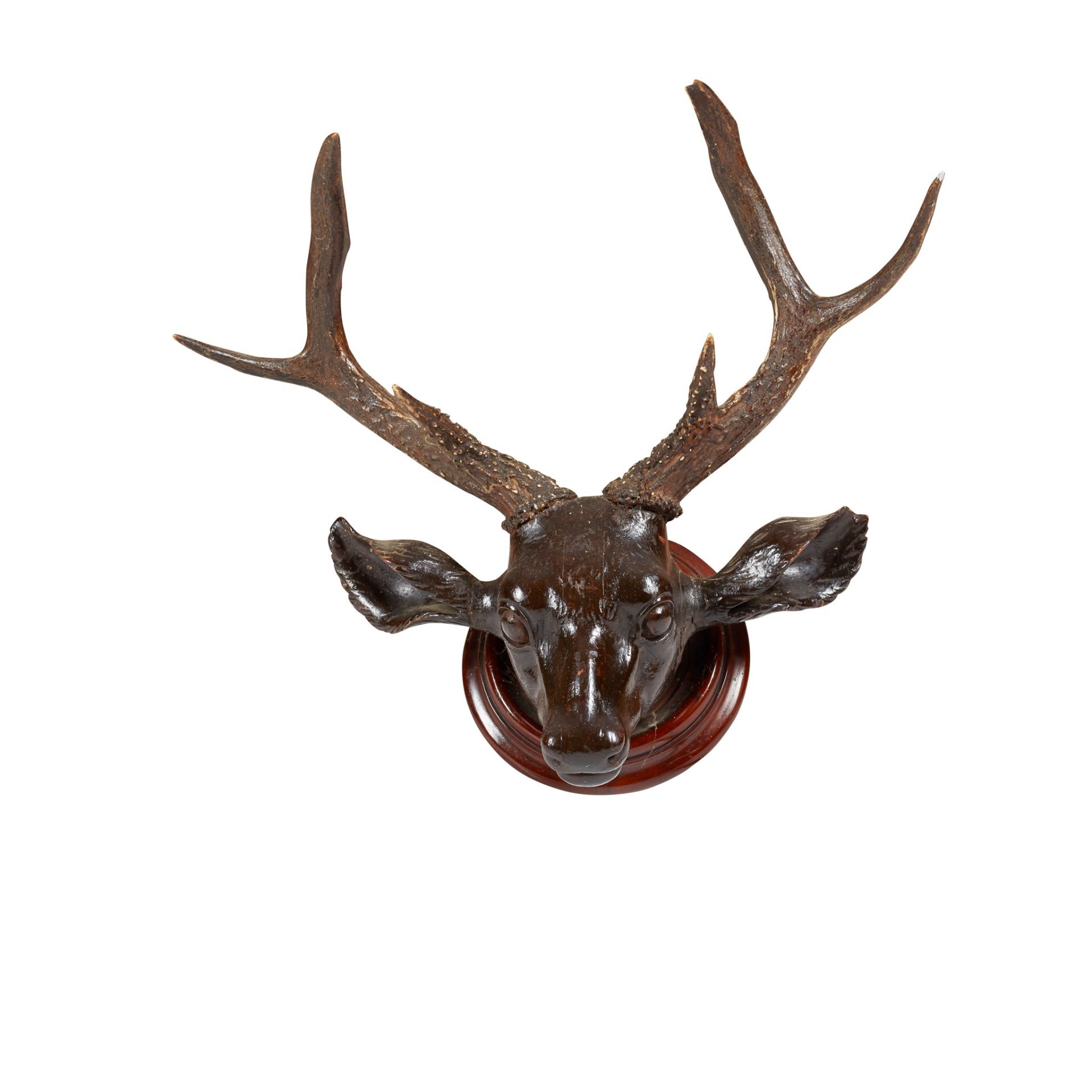 CARVED AND PAINTED WOOD STAG’S HEAD LATE 19TH/EARLY 20TH CENTURY - Bild 2 aus 2