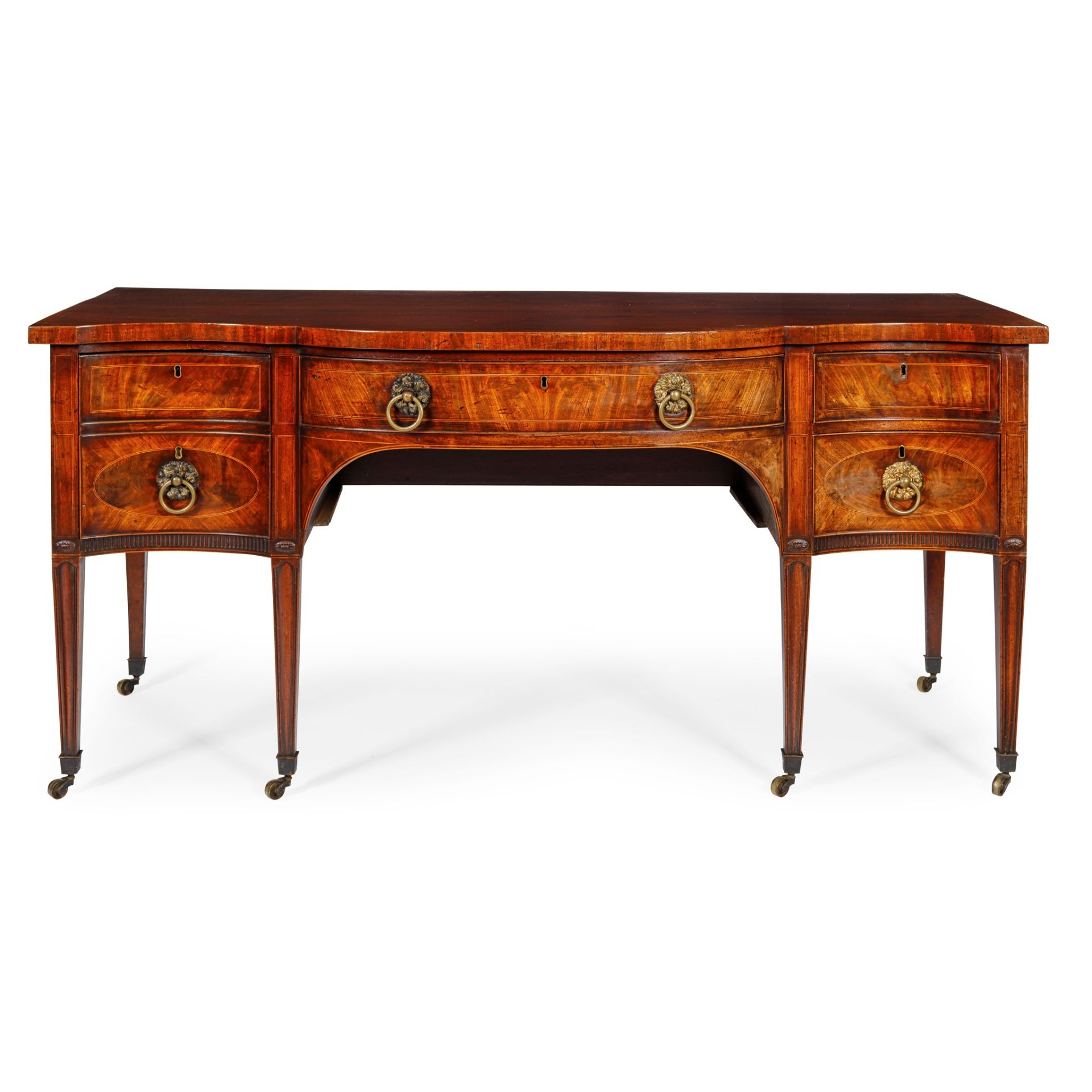 LATE GEORGE III MAHOGANY SERPENTINE SIDEBOARD EARLY 19TH CENTURY