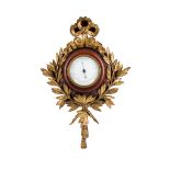 FRENCH GILT WOOD AND MAHOGANY ANEROID BAROMETER LATE 19TH CENTURY