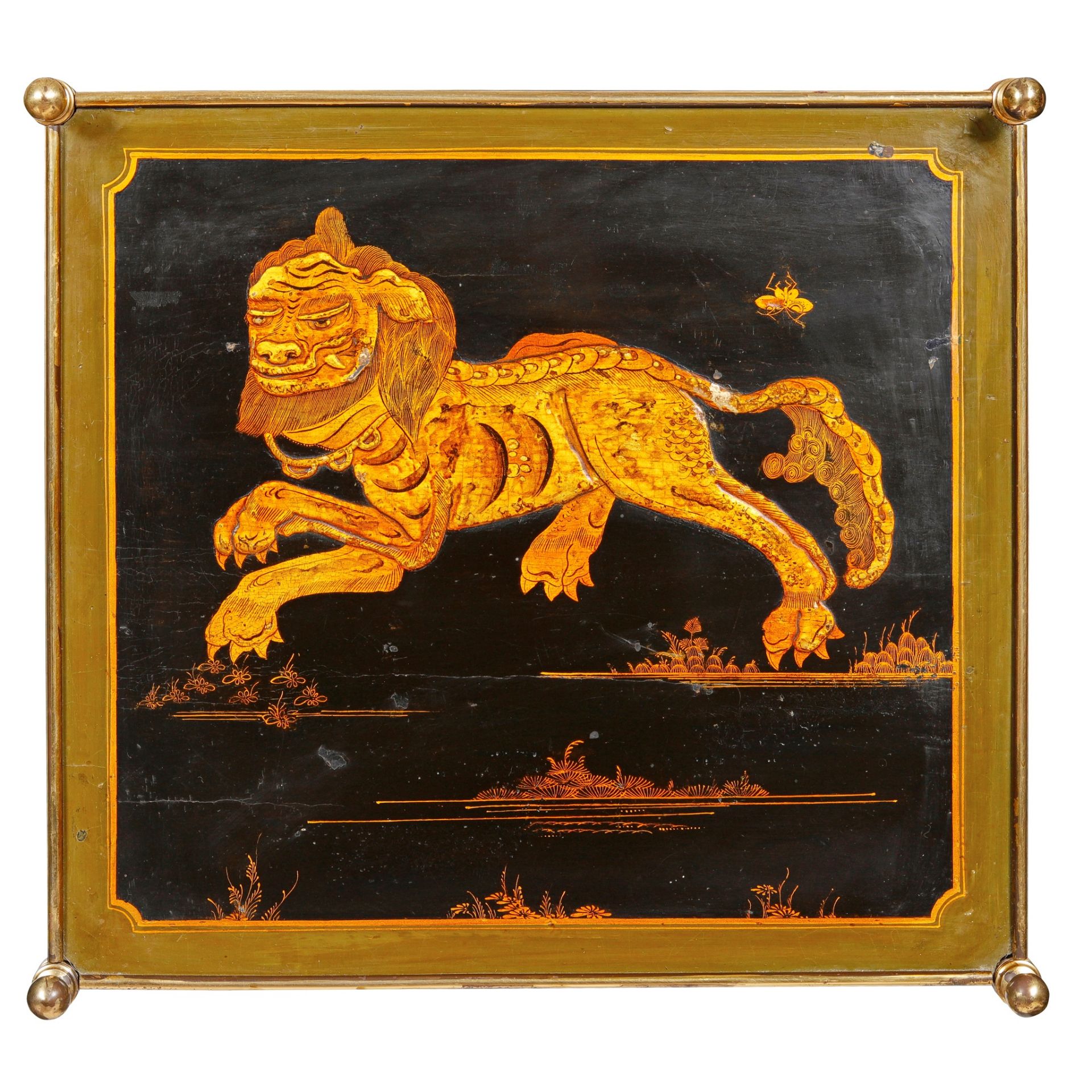 GILT BRASS FRAMED LACQUER ÉTAGÈRE EARLY 20TH CENTURY - Image 2 of 3